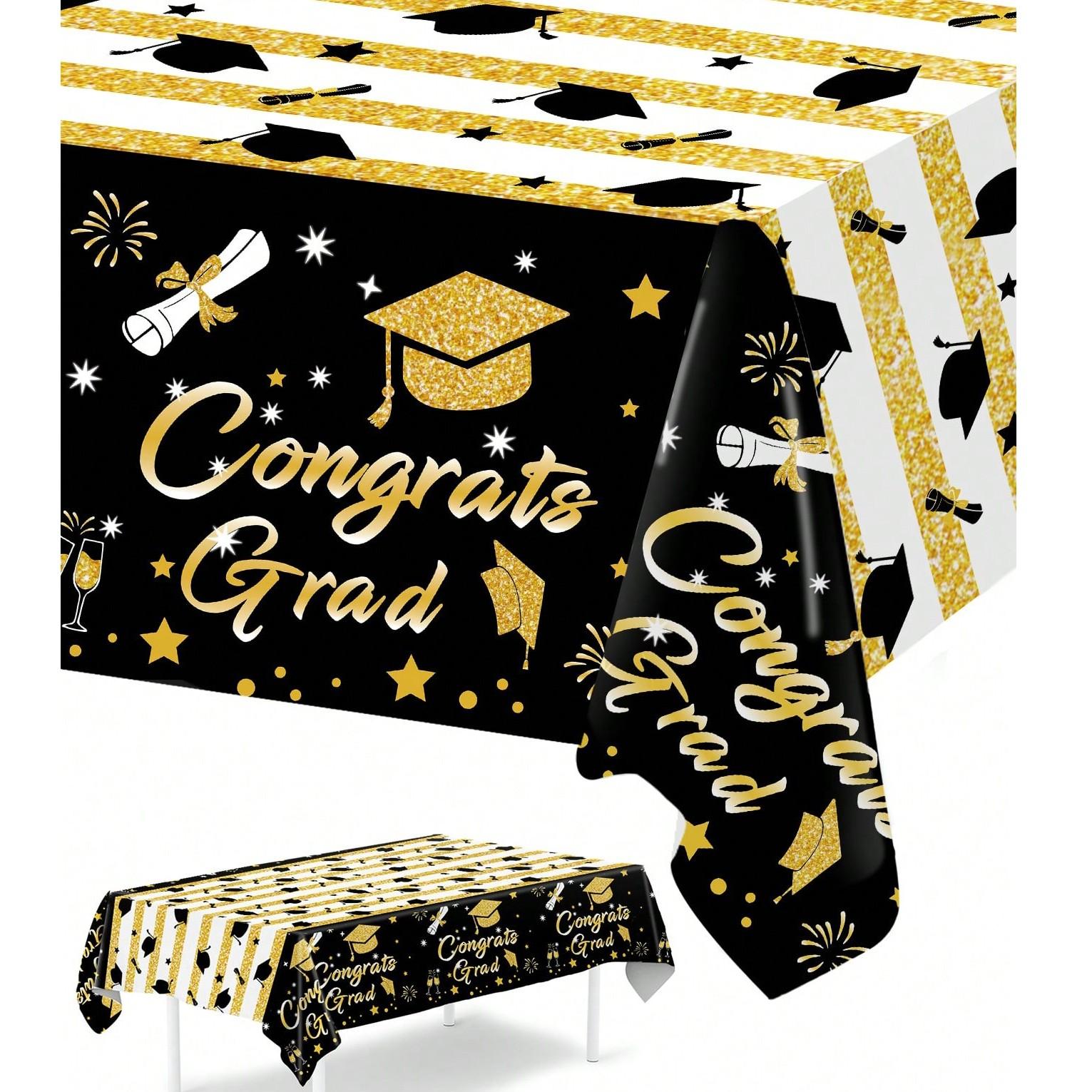 1PC  Graduation Ceremony Disposable PE Tablecloth, Congratulations Graduation Party Tablecloth,  Graduation Party Supplies, Graduation Party Decor, Graduation Celebration Decor, Graduation Gift, Graduation Season Tablecloth, Home Decor