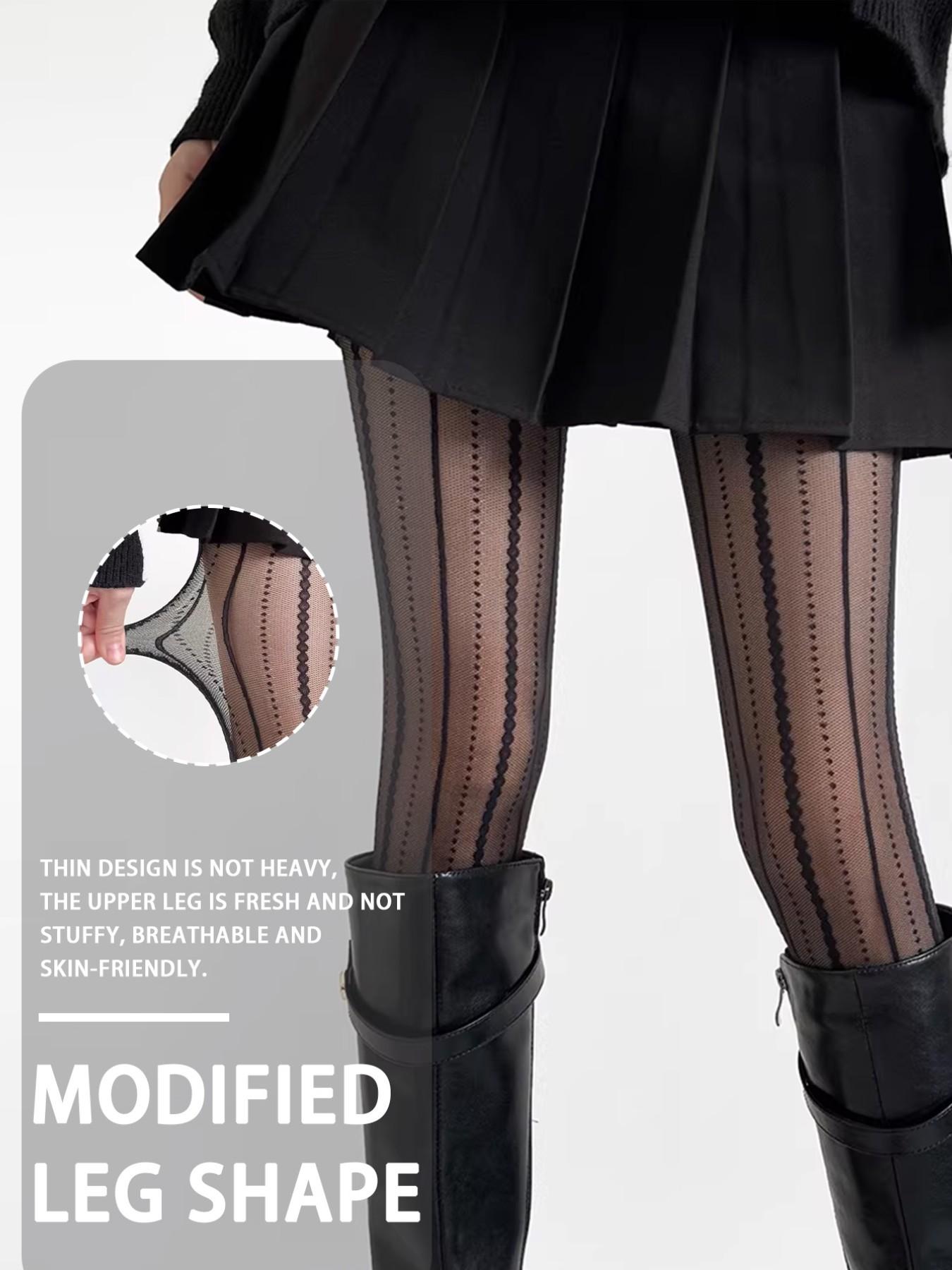 Light Mature Style Must-Have! High Elasticity Vertical Stripe Stockings, Comfortable and Non-Restrictive, Perfect for All Seasons