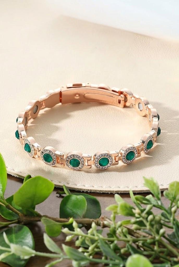 4X Strength Magnetic Copper Bracelet for Women, Jewelry Bracelet with 3800 Gauss Magnets, Adjustable Length, Secure Clasp, Premium Multi-Facet Crystal Inlays