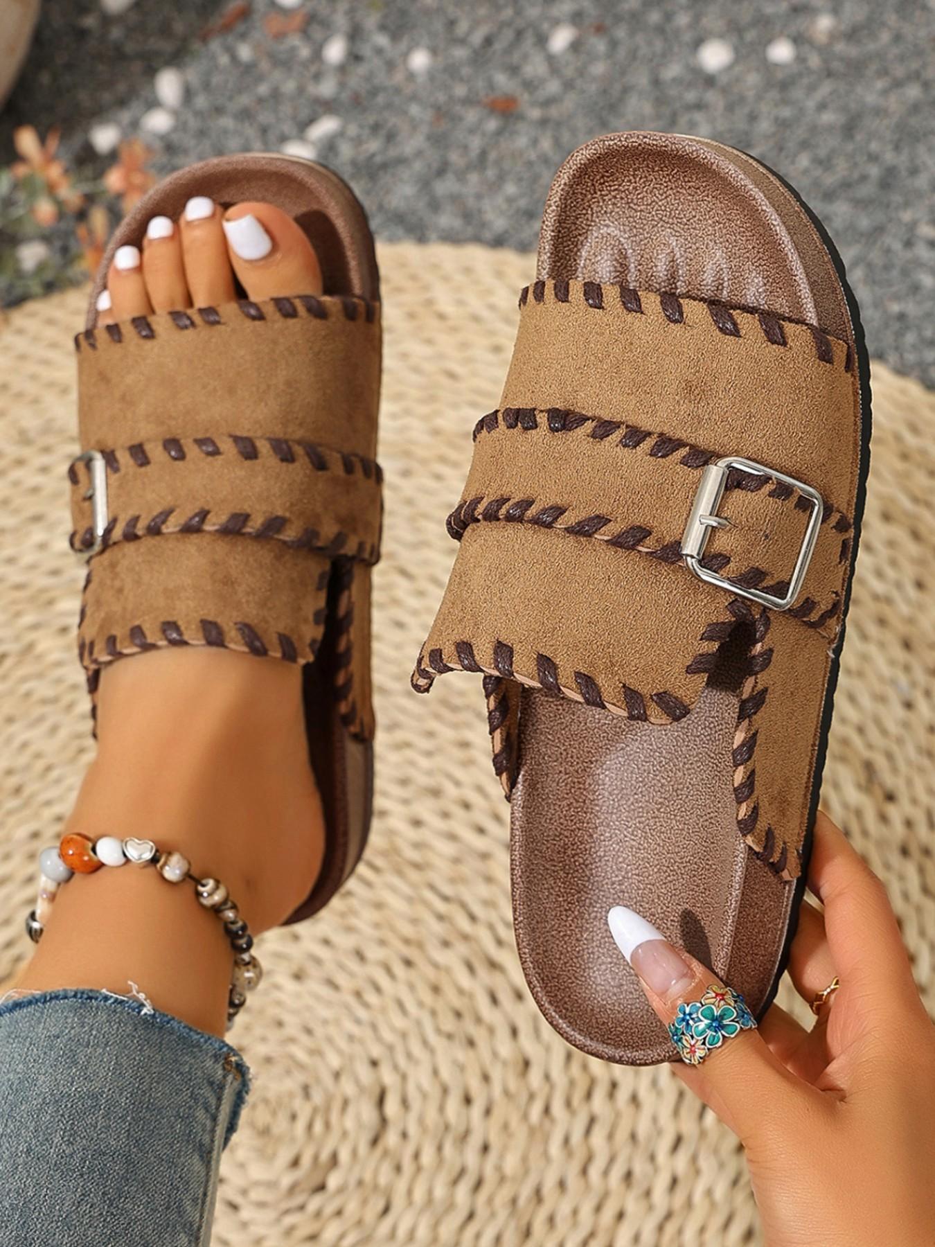 Women's Retro Suede Flat Mules, Comfortable Slip-On Slippers, Leopard Pattern, PU Leather, Rubber Sole, Casual Style, Summer Walking Shoes