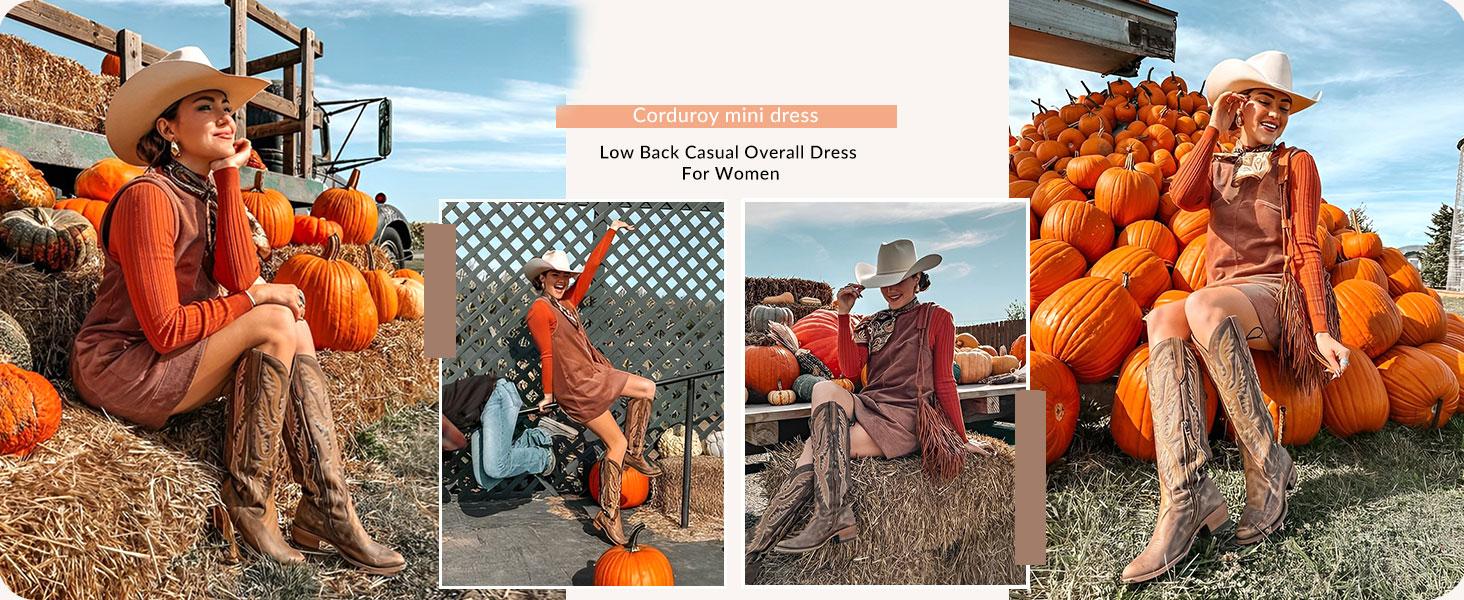 Ommig Women's Corduroy Overall Dress Round Neck A Line Skirtall Jumper Mini Dress Pinafore with Pockets ValentinesDay Outfit Ommig Women's Corduroy Overall Dress Round Neck A Line Skirtall Jumper Mini Dress Pinafore with Pockets ValentinesDay Outfit