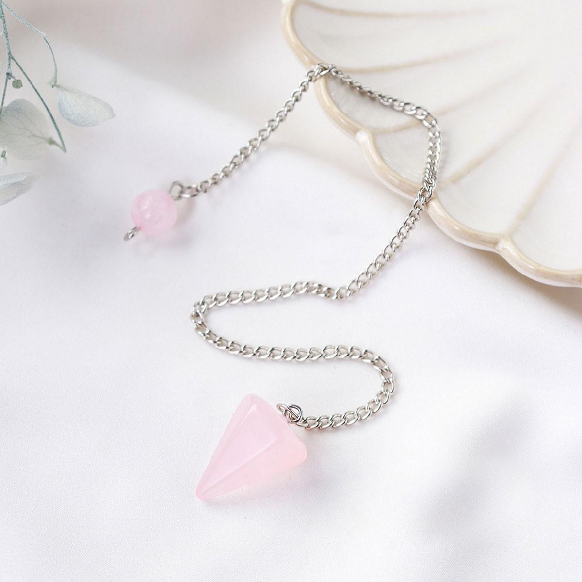 Natural Crystal Pendulum, Hexagonal Carved Stone Dowsing Pendulums, Amethyst Tiger's Eye Rose Quartz, Reiki Yoga Meditation Accessories