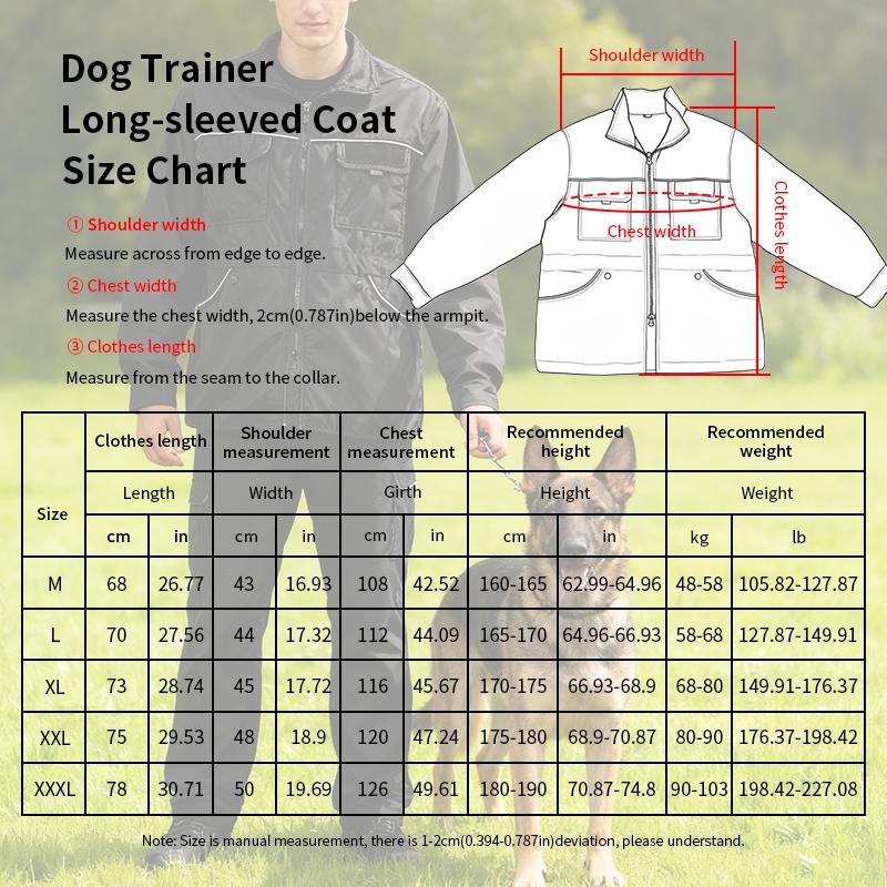 Long Sleeve Dog Training Work Jacket, Waterproof Anti-Stain, Multiple Pockets, Versatile Pet Care Clothing for Trainers