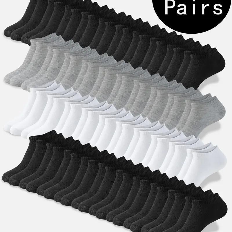 【Black Friday】Men’s Solid-Color Ankle Socks, Low-Cut Training Socks in Breathable Fabric for Comfortable Daily Wear, Multipack in Black, Gray, and White