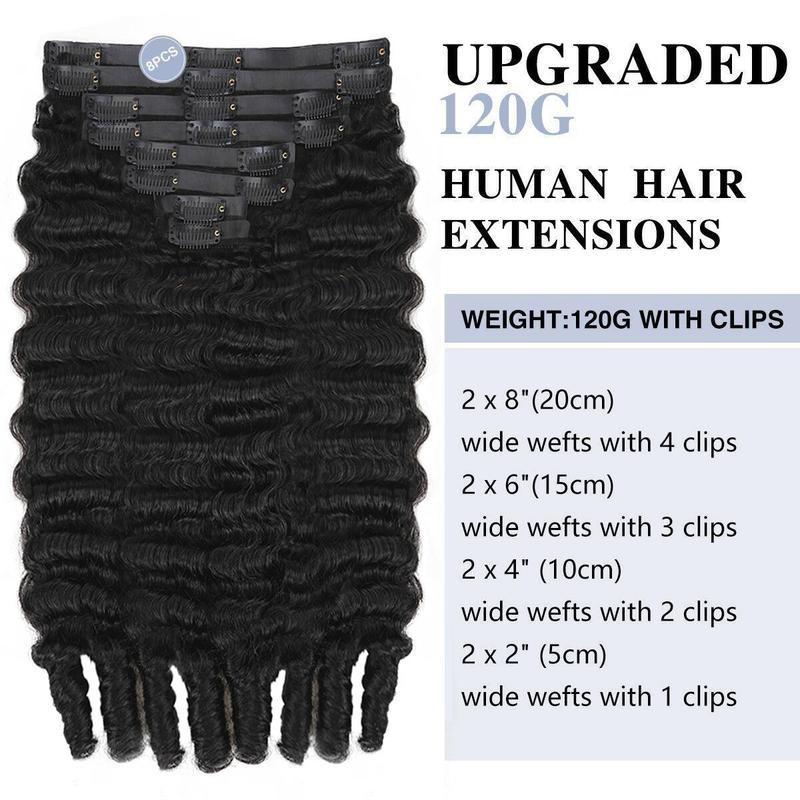 STERLY Burmese Curly 18 Clips In Hair Extensions Natural Color Brazilian 100% Real Human Hair 8 Pieces for Women PU Clip In Curly Wave Hair Extensions Human Hair Extension 8 Count with 18 Clips 120 g/ Set 240 g/2 Set