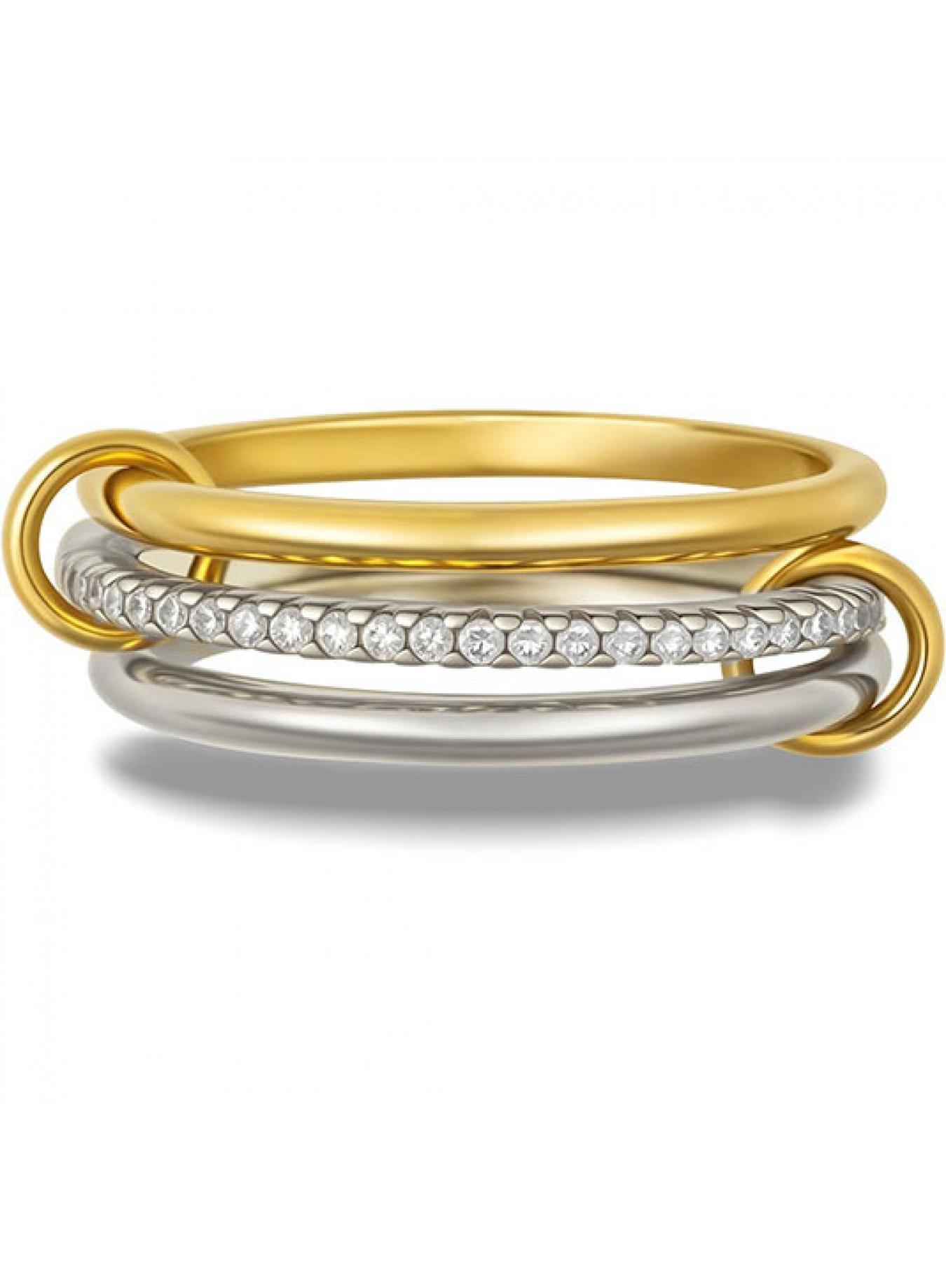 Stainless steel interlocking rings with full diamonds, three rings, four rings, new double-color multi-element style ring