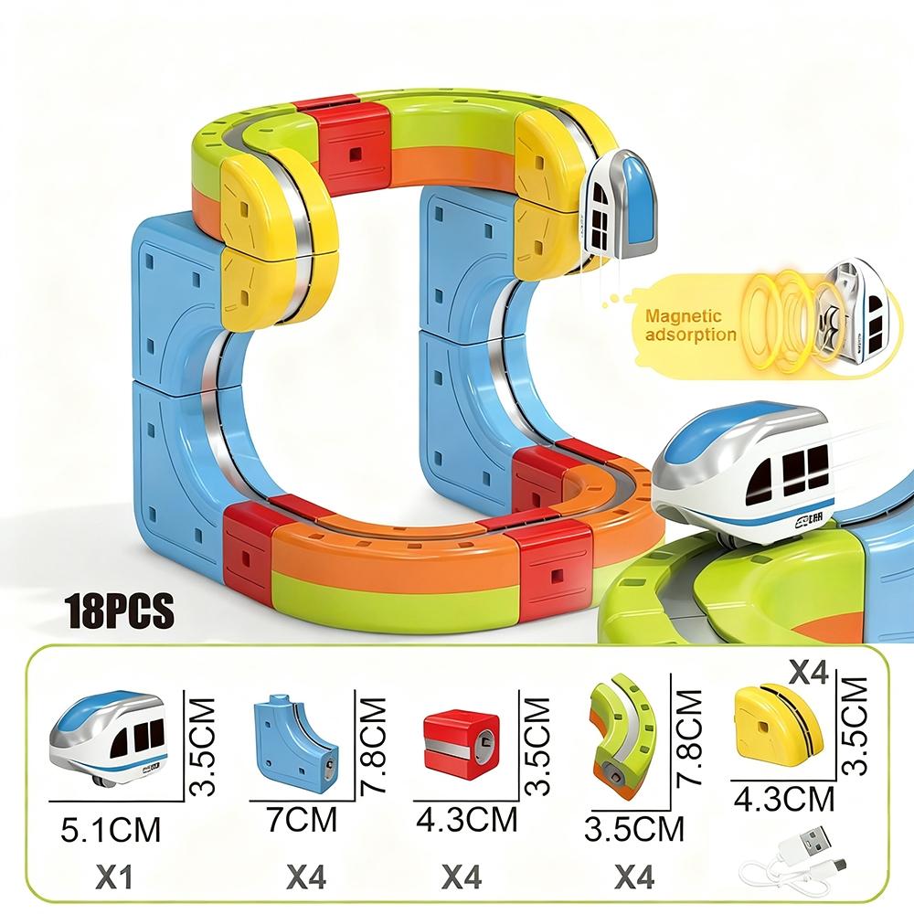 Electric Train Set, Flexible Bendable Track Toddler Train Tracks, Build Toy Train Tracks, Anti-Gravity 3D Embedded Layout, Stem Learning Gift