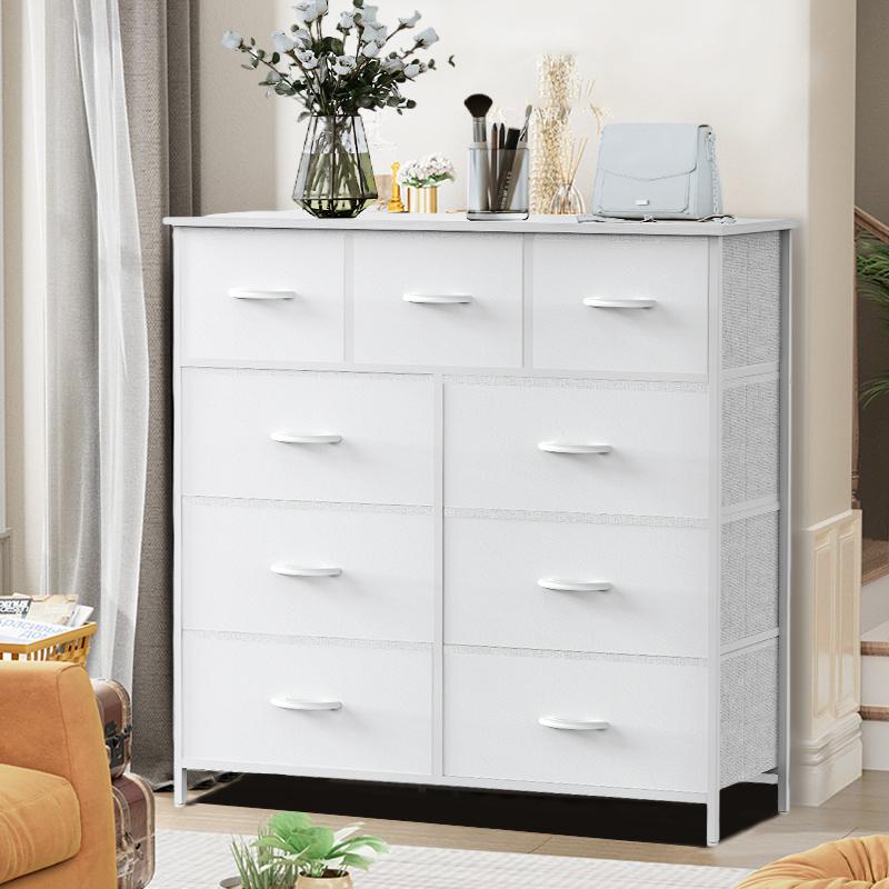 9 Drawer Dresser for Bedroom, Fabric Tall Dressers & Chests of Drawers, Organizer Storage Tower for Bedroom, Living Room, Hallway, Closet, Girls, Bedroom Furniture, Dresser Cabinet, Storage Shelf
