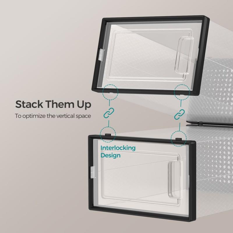 24-piece oversized shoe storage box, transparent plastic stackable shoe finishing box, 2026 god-level shoe box! Installation-free + stackable, 24 pairs of shoes can be packed in a small space, Closet Organization