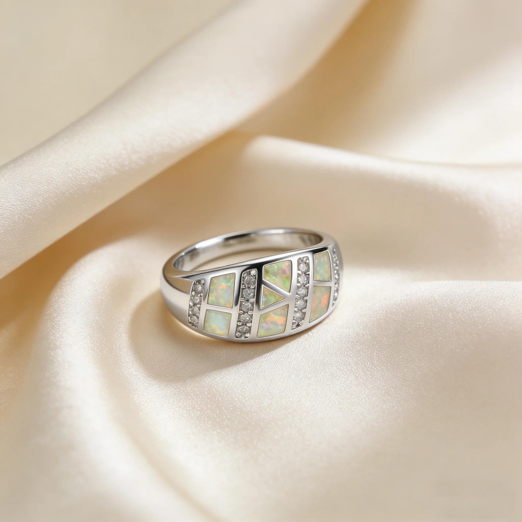 Vintage Charm White Fire Opal Rings for Women Fine Jewelry Precious Gift for Girl Luxury Evening Party Accessories Cocktail Ring
