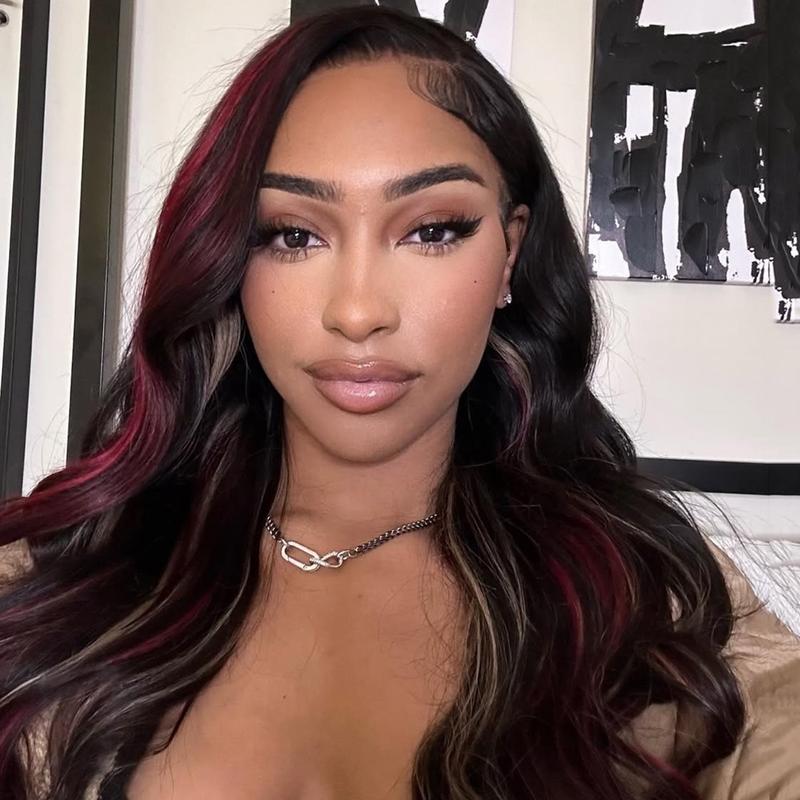 180 Density 13x4 HD body Wave Human Hair Wigs Highlights Red with Blonde Stripe Lace Frontal Wig Pre Plucked 32inch Lace Front Remy Hair Wig