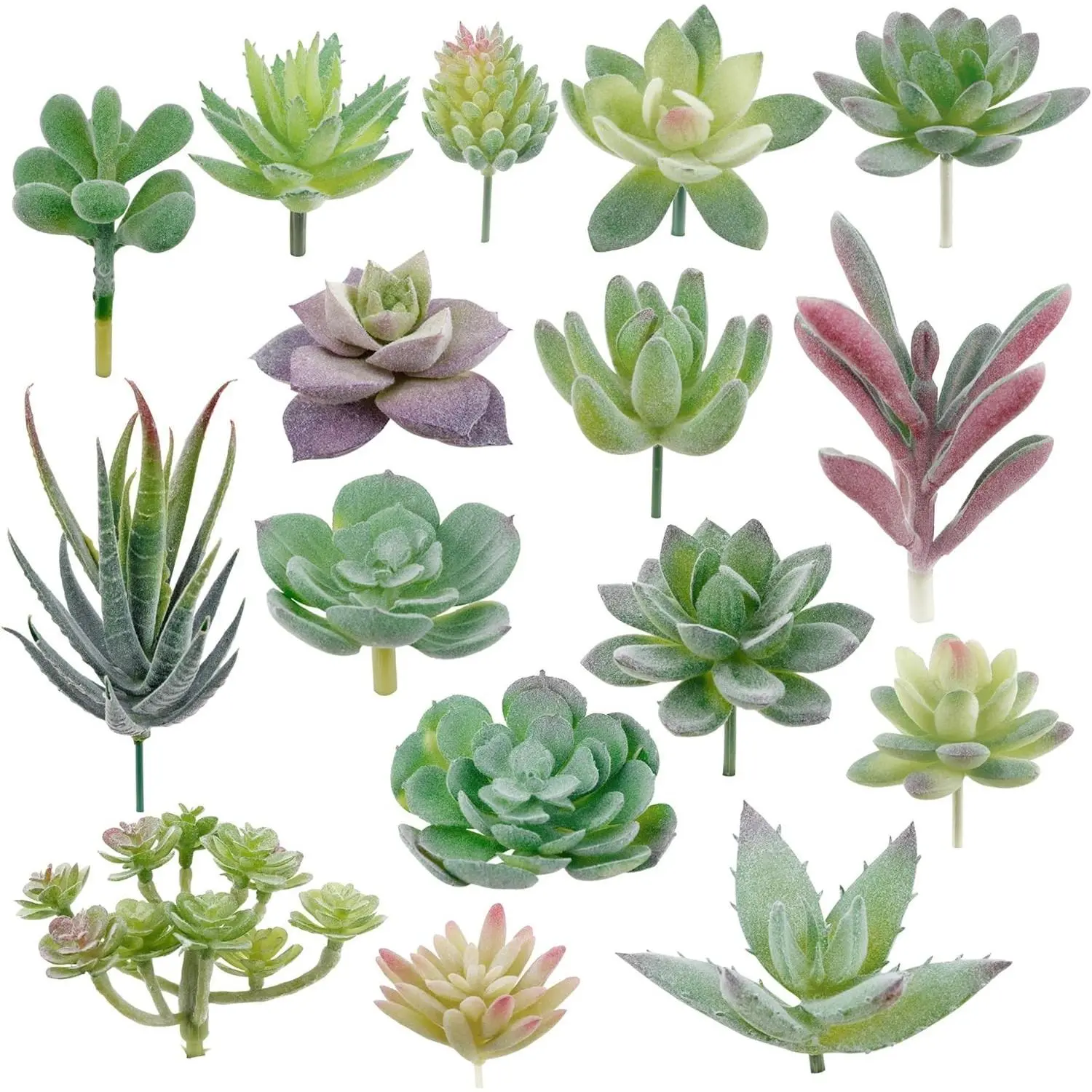 16 Pack Artificial Succulents, Small Faux Succulent Plants Unpotted for Lotus Landscape Garden Arrangement DecorGift
