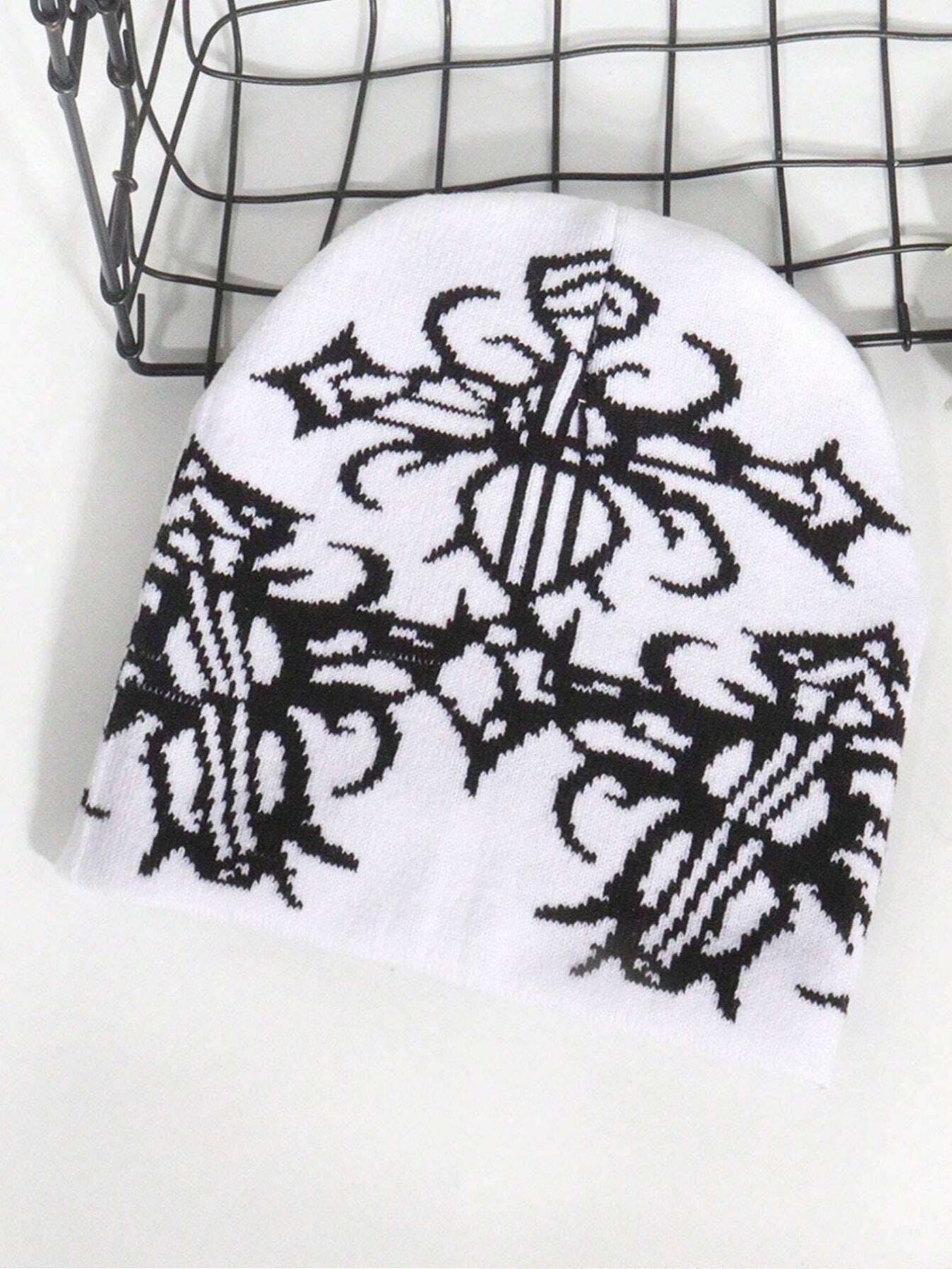 Y2k Harajuku Multi Element Pattern Men's and Women's Winter Warm Rock Hip Hop Fashion Knitted Hat