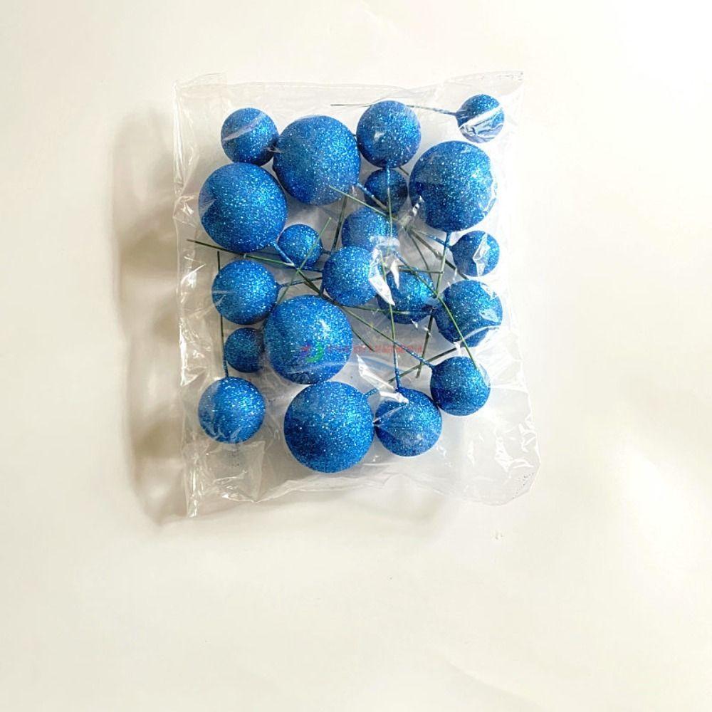 20PCS Cake Topper Ball Set 2cm-4cm Spheres DIY Birthday Cake Mixed Artificial Balls Decoration for Party Celebrate Glitter Balls