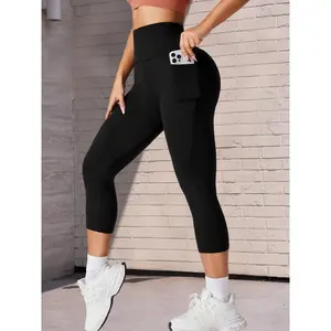 High Waisted capri pants For Women With Pockets Tummy Control No See Through Workout Running Yoga Athletic Push Up Gym Leggings