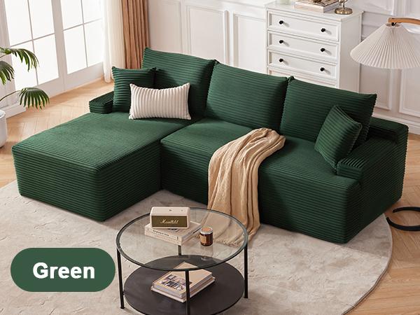 【2 packages shipping】Cloud Sectional Couch, Boneless Sofa for Living Room, Modular Sectional Sofa with Deep Seat, Fluffy Comfy Couch with L-Shaped Chaise, No Assembly Required