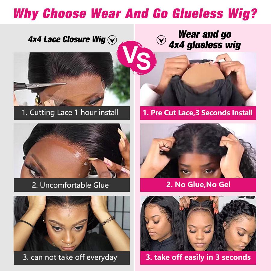 Bling Hair Wear And Go Glueless Wig Brazilian Straight 6x4 7x5 Lace Closure Glueless Wig Human Hair Ready To Wear Pre Cut