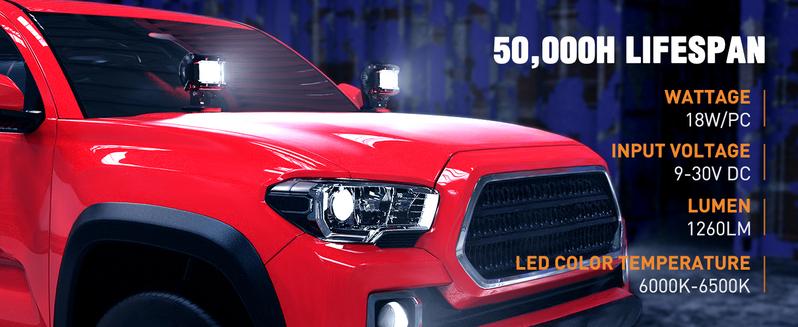 Nilight LED Pods 4PCS 18W 1260lm Spot LED Light Bar Driving Fog Light Off Road Lights Work Light 24V 12V for Motorcycles Van Camper Wagon Car Pickup ATV UTV SUV Truck Boat  dealsforyoudays