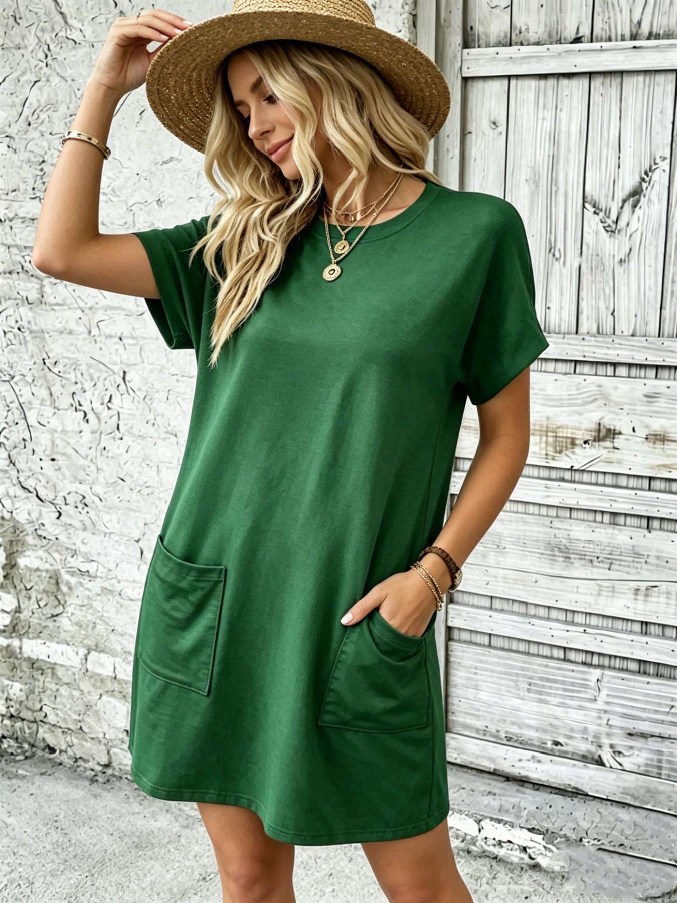 Effortless Loose Minimalist Round Neck T-Shirt Dress, Ultimate Comfort Fabric, Perfect for Daily Wear, Casual Wear, Easy to Style