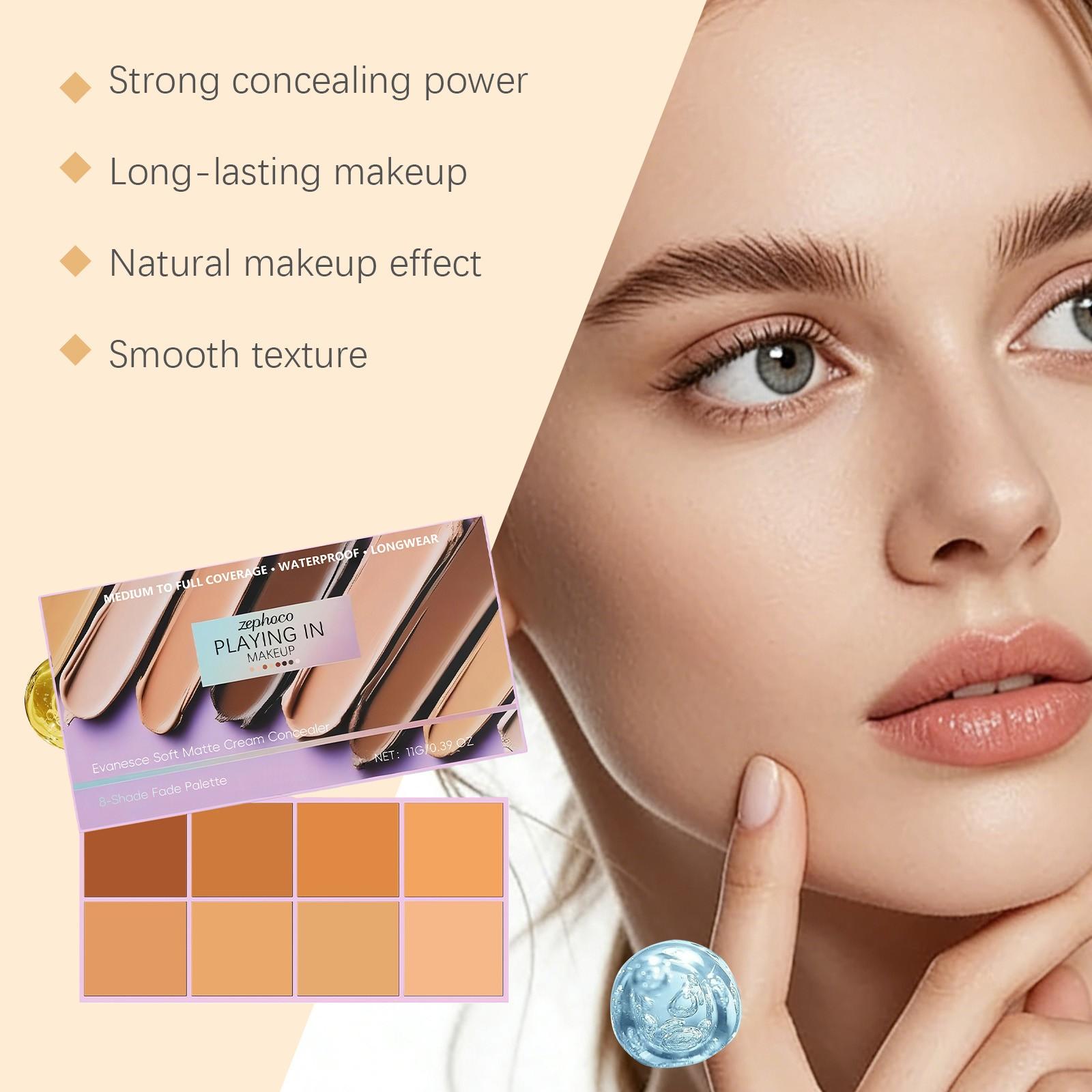 zephoco Matte Cream Concealer (Medium Shade), Long-Lasting Flawless Coverage Natural Matte Finish Concealing Cream, Matte Makeup Finish