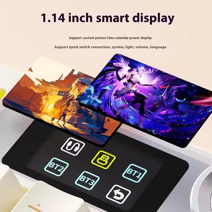 [New]AULA F108 Pro Tri Mode Wireless Mechanical Gaming Keyboard Hot Swappable RGB Backlit Smart Screen and Knob Full Size with Num Pad USB C BT 2.4G for E Sports and Office Use