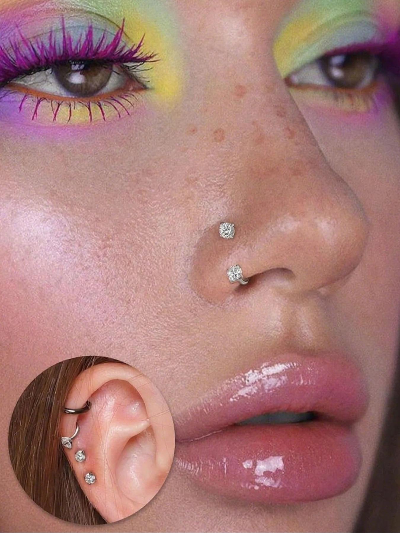 Stainless Steel CZ-Inlaid Nose Ring for Women and Men, Fashion Body Jewelry for Parties and Everyday Wear, Trendy Versatile Style, Exquisite Jewelry Gift