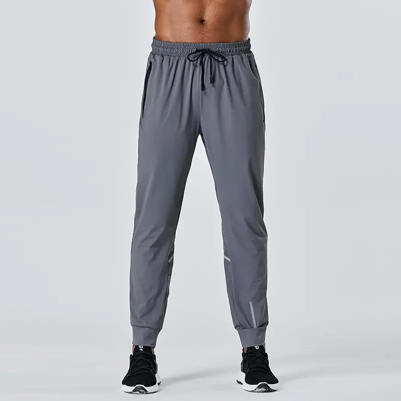 Men's Quick Dry Jogger Pants Elastic Drawstring Waist Lightweight Breathable Athletic Running Pants with Zipper Pockets & Reflective Strips, Multiple Colors Available
