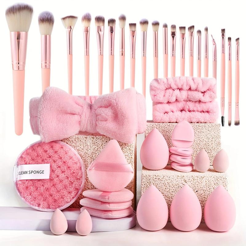 Multifunctional Travel Makeup Tool Set, Including Makeup Brushes & Headband & Wristbands & Remover Puff & Finger Puff & Makeup Sponge for Girls & Women, Makeup Bundle Box, Makeup Products, Cosmetics Makeup Tool, Makeup Brushes Kits