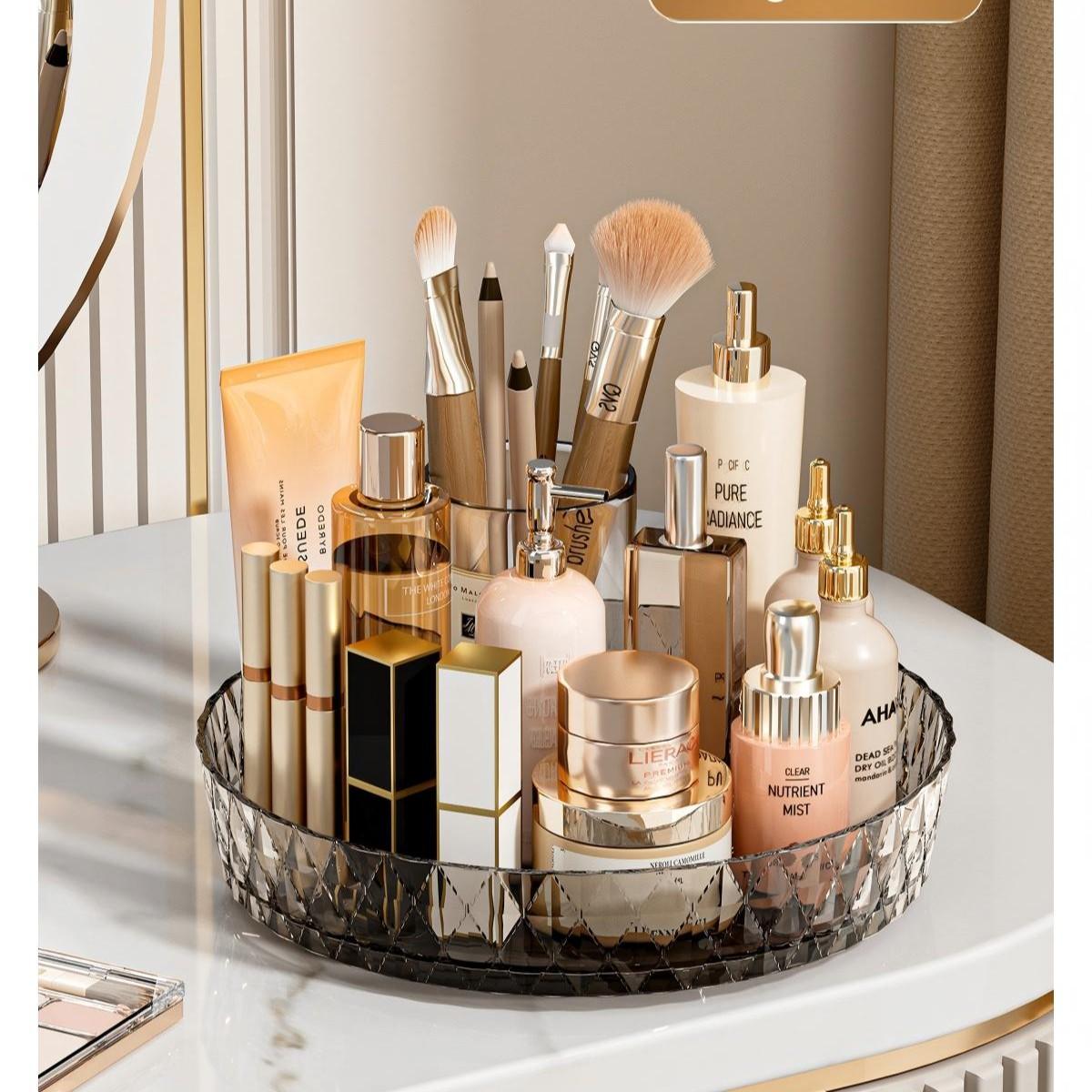 Rotating Storage Rack for Kitchen Countertop, Multi-Functional Rotating Tray, Spice Organizer, Living Room Desktop Storage Tray