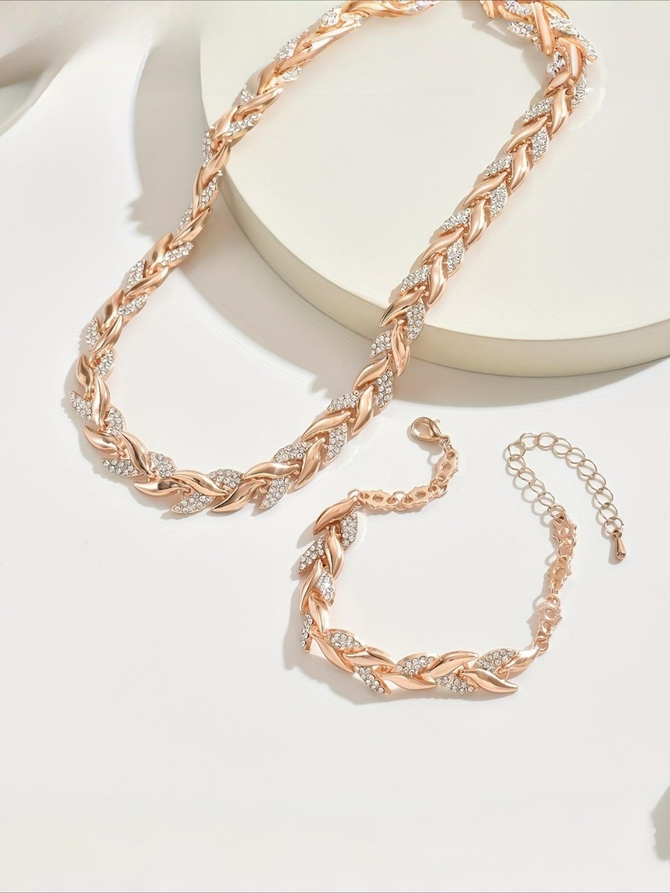 1 Bracelet and 1 Necklace / 1 Bracelet and 1 Pair of Earrings, Light Luxury Elegant Design with Glass Rhinestone Mermaid Fashionable Jewelry Set for Women, Suitable for Autumn and Winter Banquets and Daily Wear