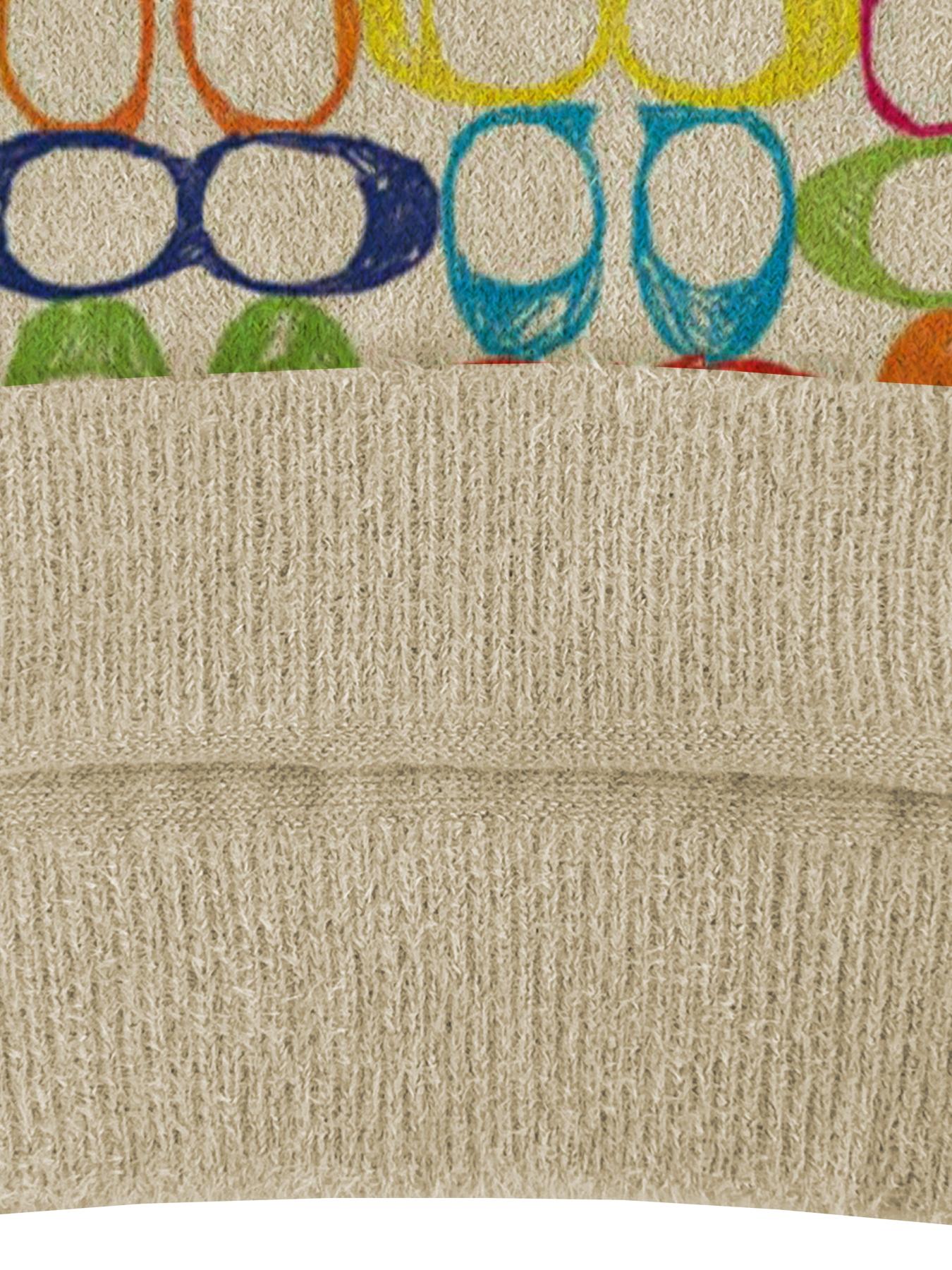 Women's Colorful Geometric Pattern Stand Collar Short Fitted Aesthetic Sweater Top, Fall Winter Casual Long Sleeve Knitwear, Comfortable and Warm for Daily Wear