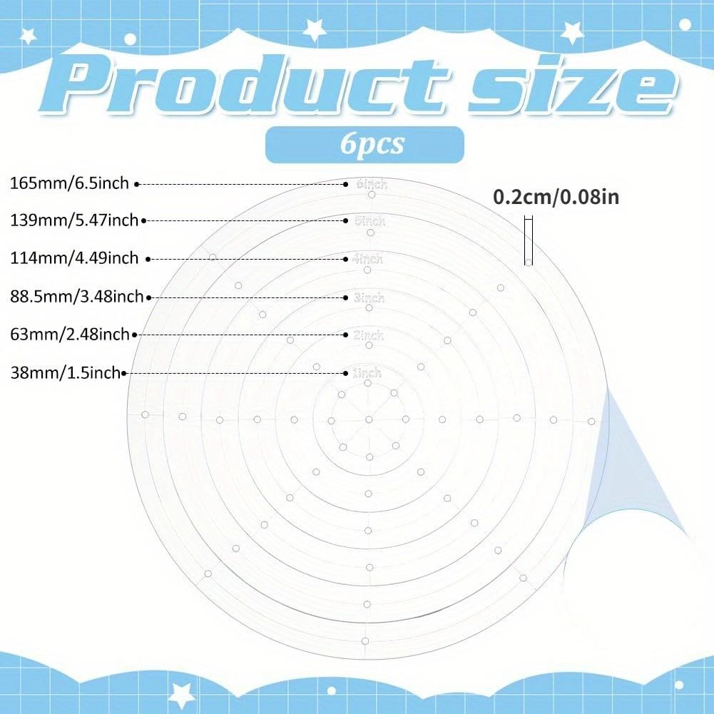 6-Piece Acrylic Embroidery Templates Set, 1/2/3/4/5/6 Inches Handmade Sewing Tools, Perfect Gift for Mother's Day, Christmas, New Year