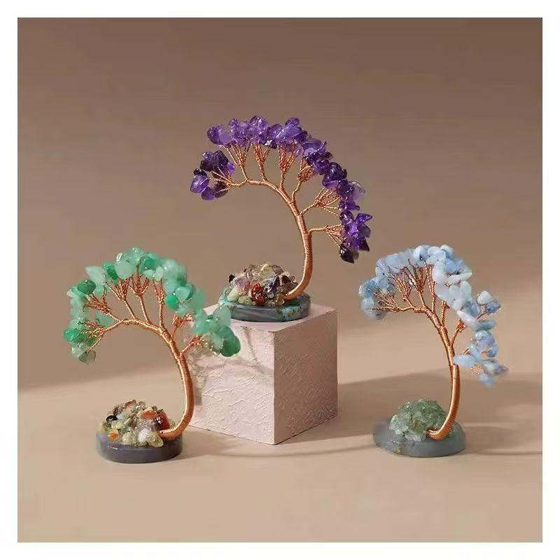 Multicolor Crystal Life Tree, Agate Tail Tree, Handwoven, Desktop Decor, Crystal Micro Landscape, Wealth Attracting Ornament, Home Office Car Gift