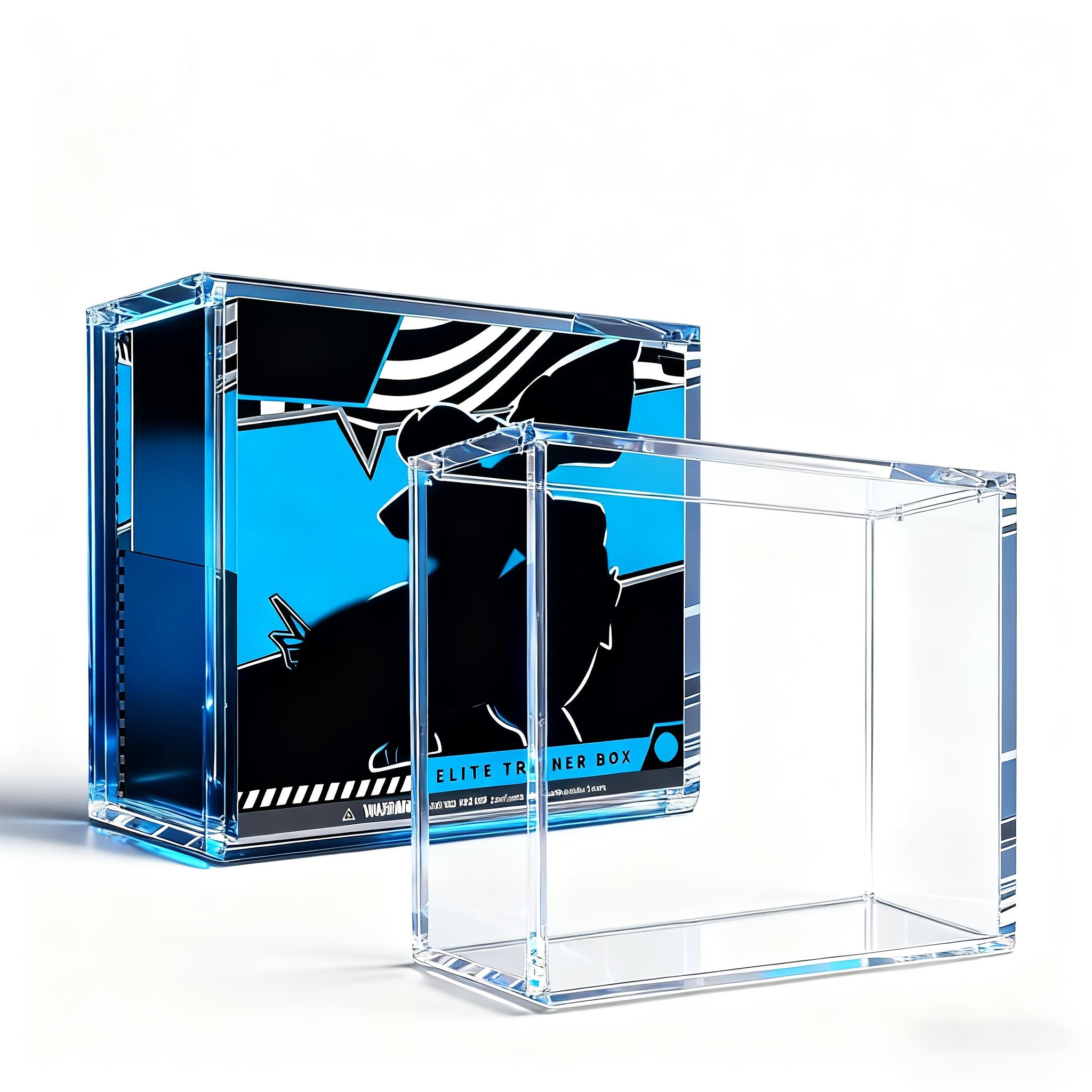 2-Piece Acrylic Stackable Display Case, Fits Booster Box & Elite Trainer Box (etb), Transparent Magnetic Closure Storage Box