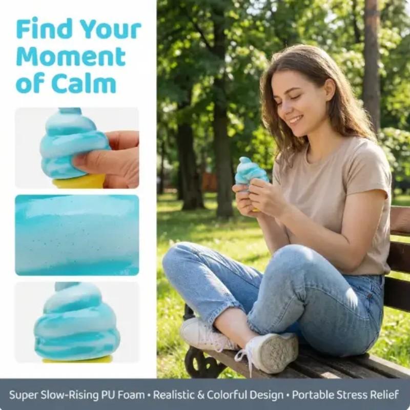 Ice Cream Creative Squeeze Soft Toy, Summer Stress Relief Toy, Cute Slow Rise Ice Cream Sensory Decompression Toy for Kids and Adults