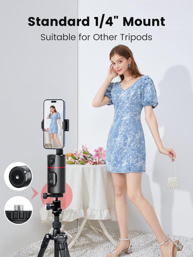 Auto Face Tracking Tripod for Phone,No App Required, 360° Rotation Stand Holder for Video Recording for Influencer Content Creator Vlogging Kit AI Phone Gimbal Stabilizer