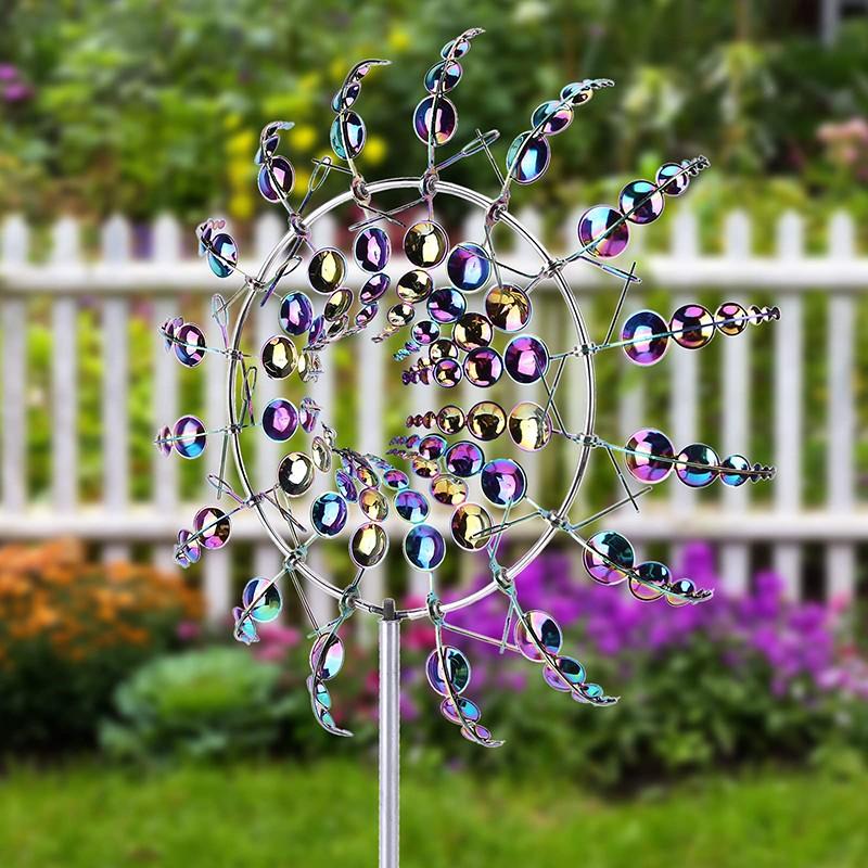 Magical Windmill Outdoor Courtyard Garden Decoration, Metal Windmill Wind Catcher Sculpture, Colored Courtyard Ornament, Single Visual, 1pc