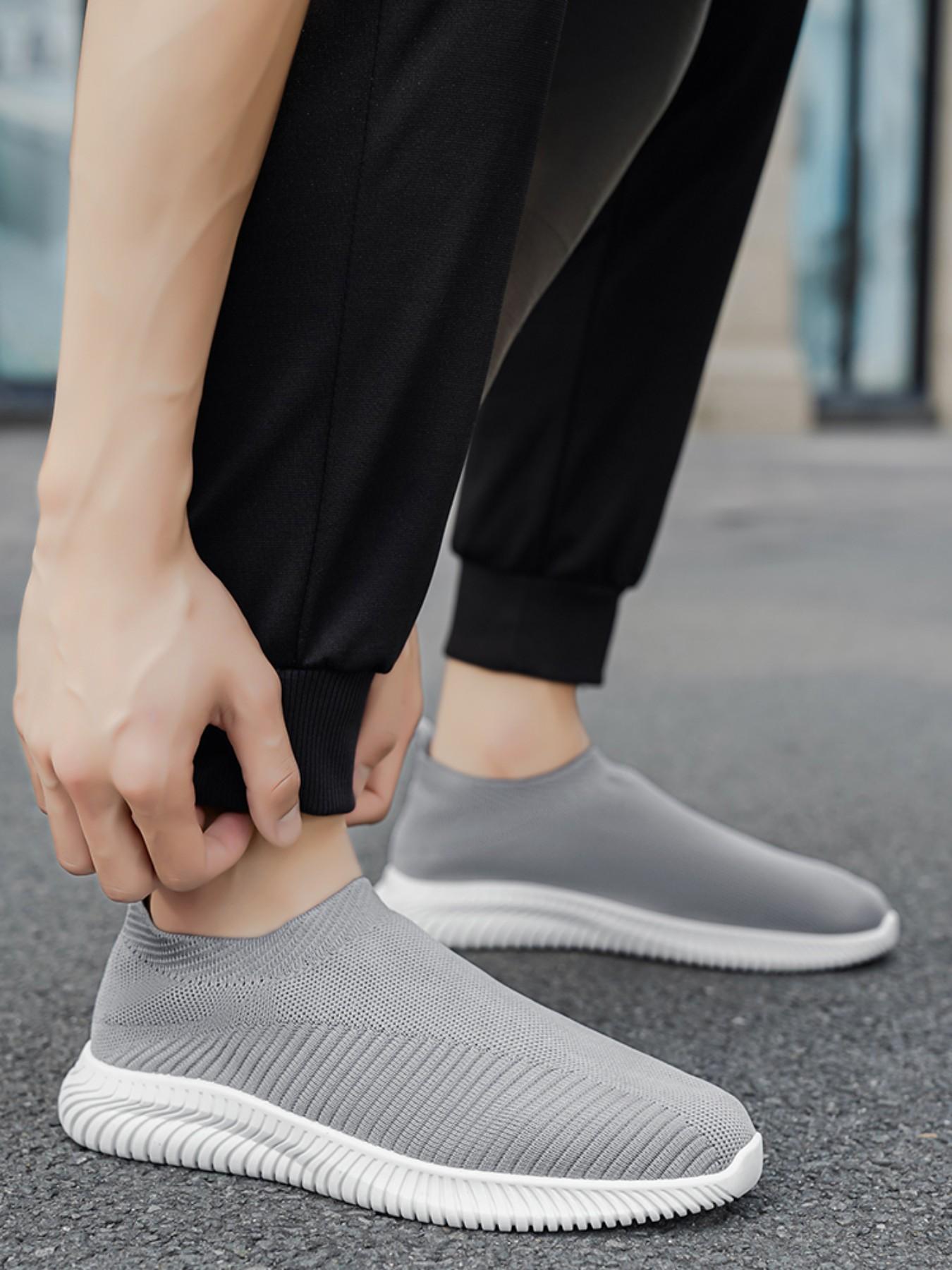 Men's One-Step Slip-On Lazy Shoes, Sporty Casual Sneakers, Textile Upper PVC Durable Sole, Skateboard Shoes, Home Office Outdoor Running