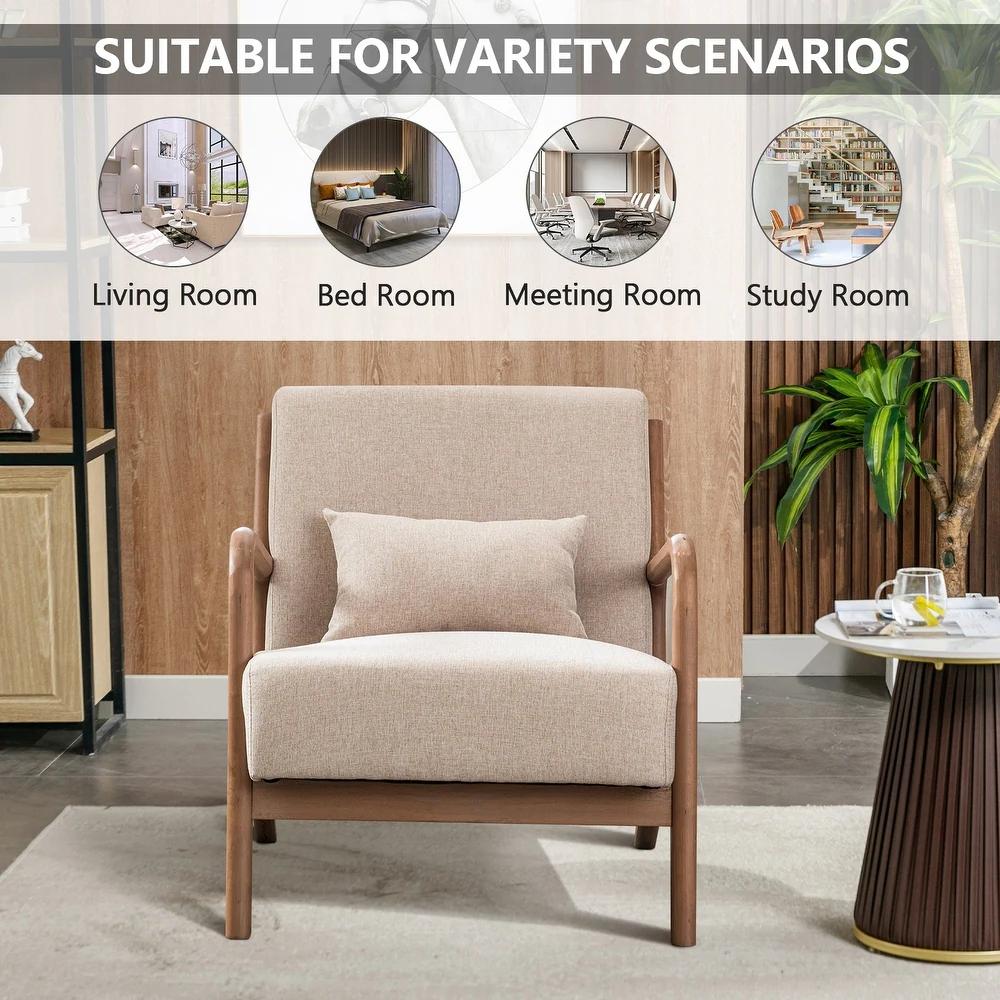 [SpringStatements] Hertford Modern Accent Chair, Comfy Fabric Living Room Chairs with Solid Wood Frame, Lounge Reading Armchair, Easy Assembly