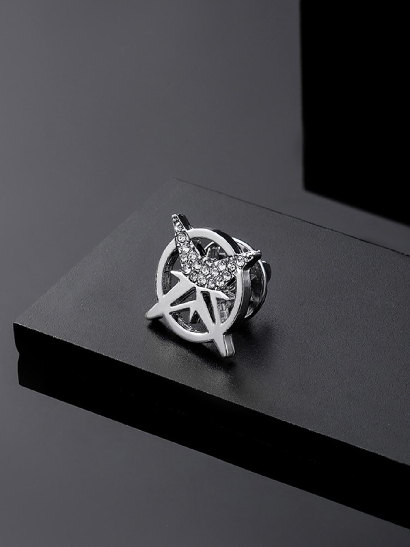 Men's Suit Jacket Decoration Luxury Match Hexagram Badge Pin Small Collar Shirt Unique Brooch, Stylish Accessory for Formal Wear