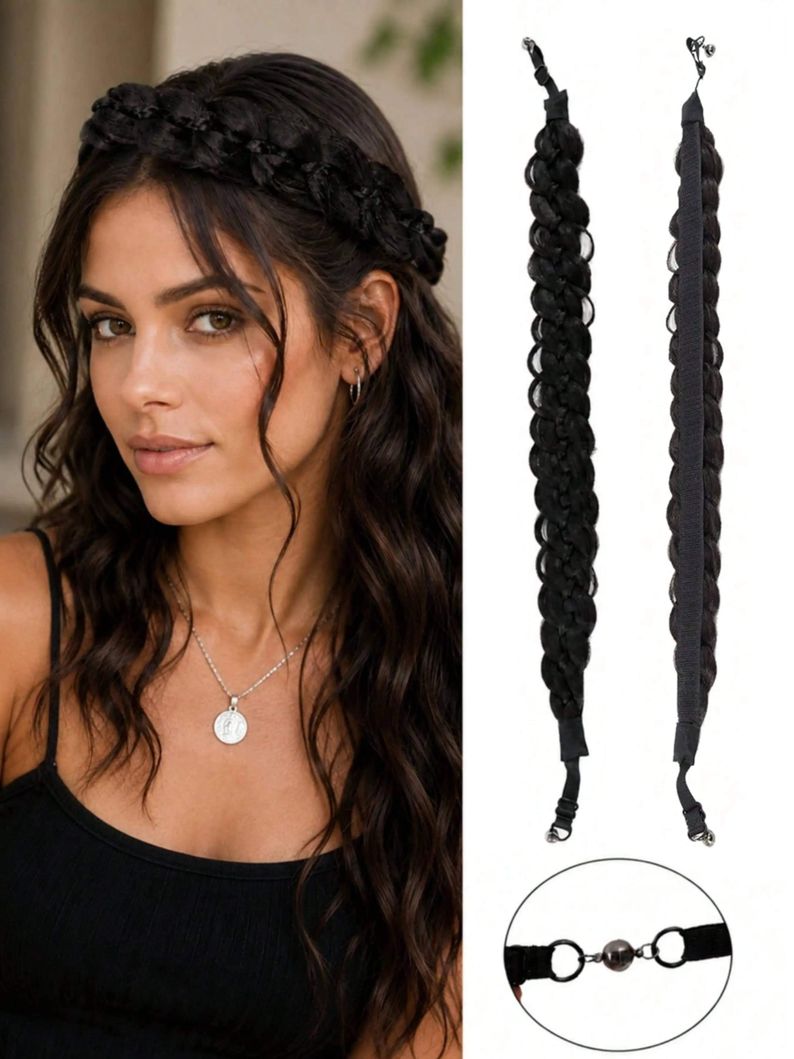 Cool Magnetic Fish Tail Braided Hairband, Long Braid Accessory for Wigs, Perfect for Daily Wear and Party, Women's Fashion