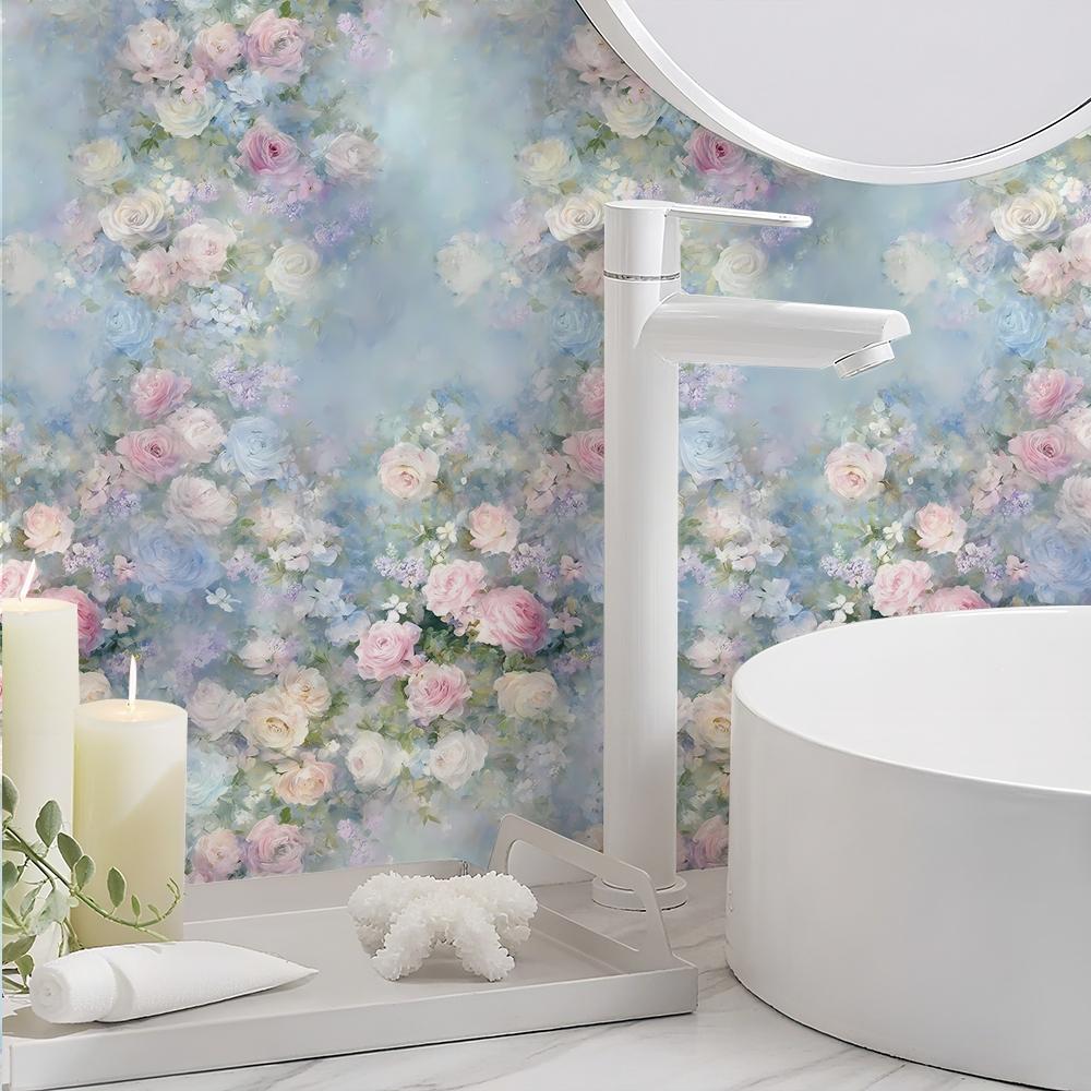 Tropical Floral Vinyl Wallpaper, Self-Adhesive Waterproof, Vibrant Oil Painting Design, Matte Finish, DIY Home Decor, Living Room, Bedroom, Office