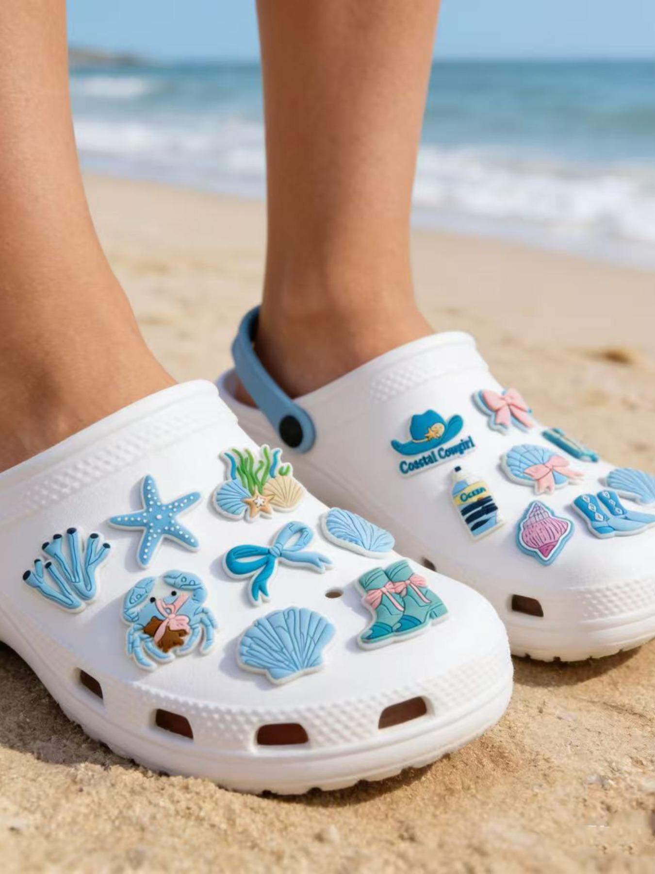 12 Pcs Blue Ocean Summer Series Shoe Accessories, Buckle Decor for Flat Shoes, High-Quality, Perfect Gift