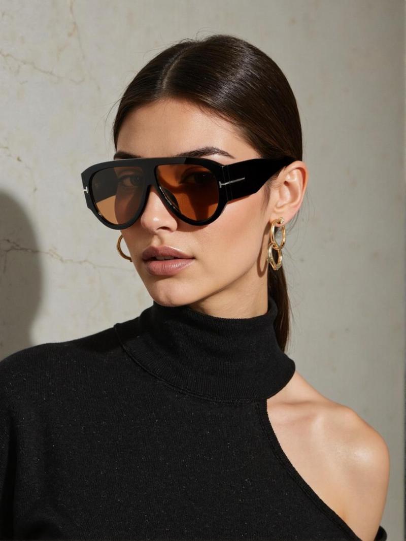 Vintage Oversized Sunglasses, Trendy Casual Sunglasses for Women & Men, Fashion Accessories for Everyday Use and Outdoor Activities, Trendy Beach Eyewear