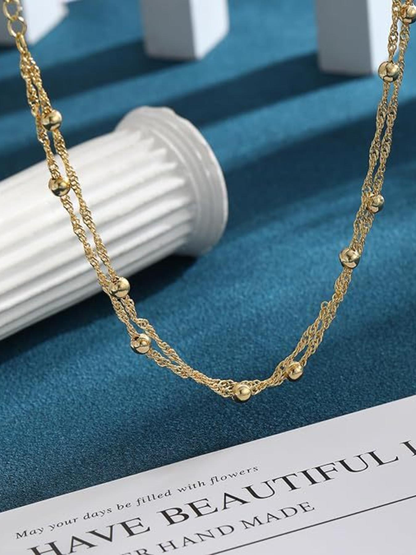 Bohemian-Style Women'S Ankle Bracelet with a Double-Layer Chain And Beads, Waterproof Alloy Elegant Anklet Bracelet for Women - Matte Finish, Daily & Gift Occasion, All Seasons Compatible, Beach-Friendly Jewelry