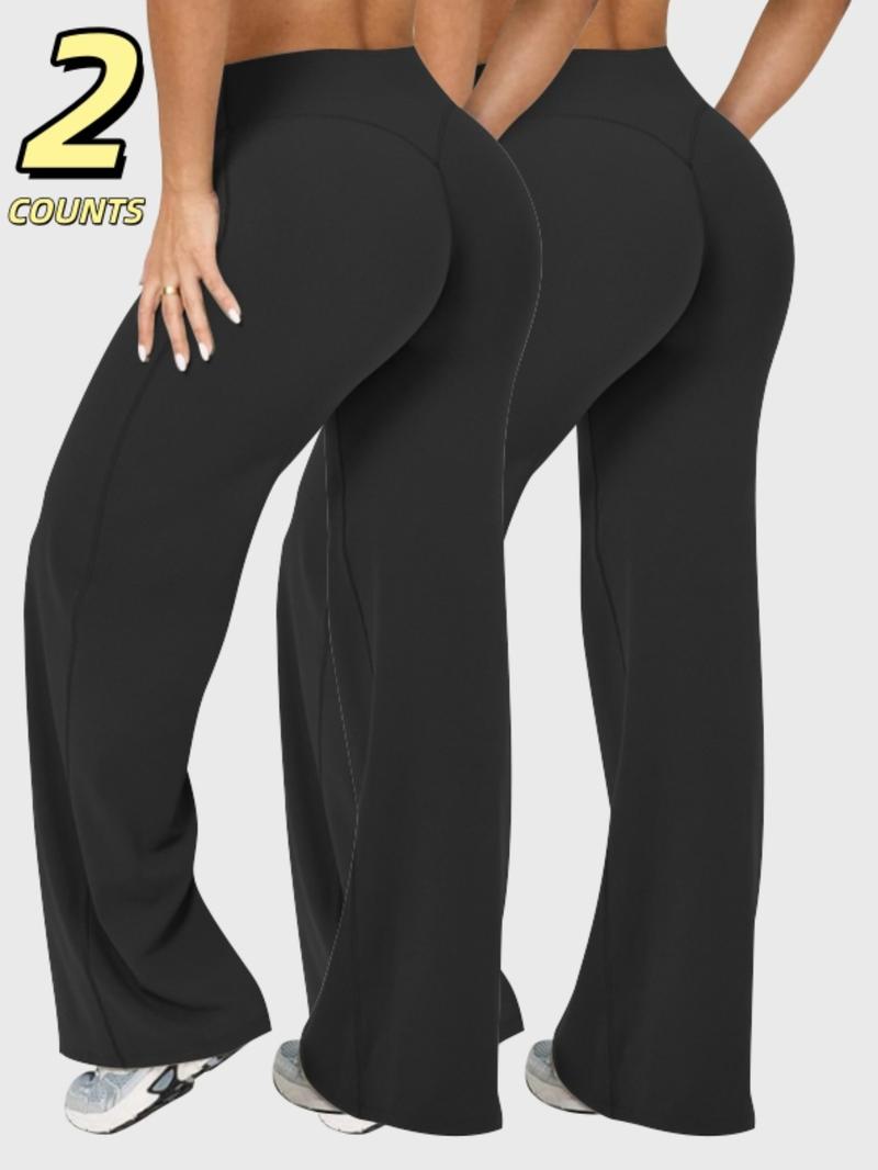 Women's 3-Pack Solid Color Sporty Yoga Pants, Casual Bottoms, Comfortable Flare Leggings, Perfect for Fitness and Daily Wear