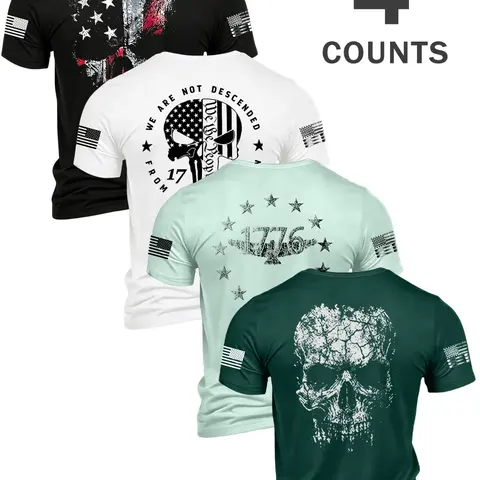 Summer Men's Retro Skull Round Neck Short Sleeve T-Shirt Set, Trendy Summer Tee, Soft Breathable Comfort, Casual Outdoor Fashion, Multiple Colors Available