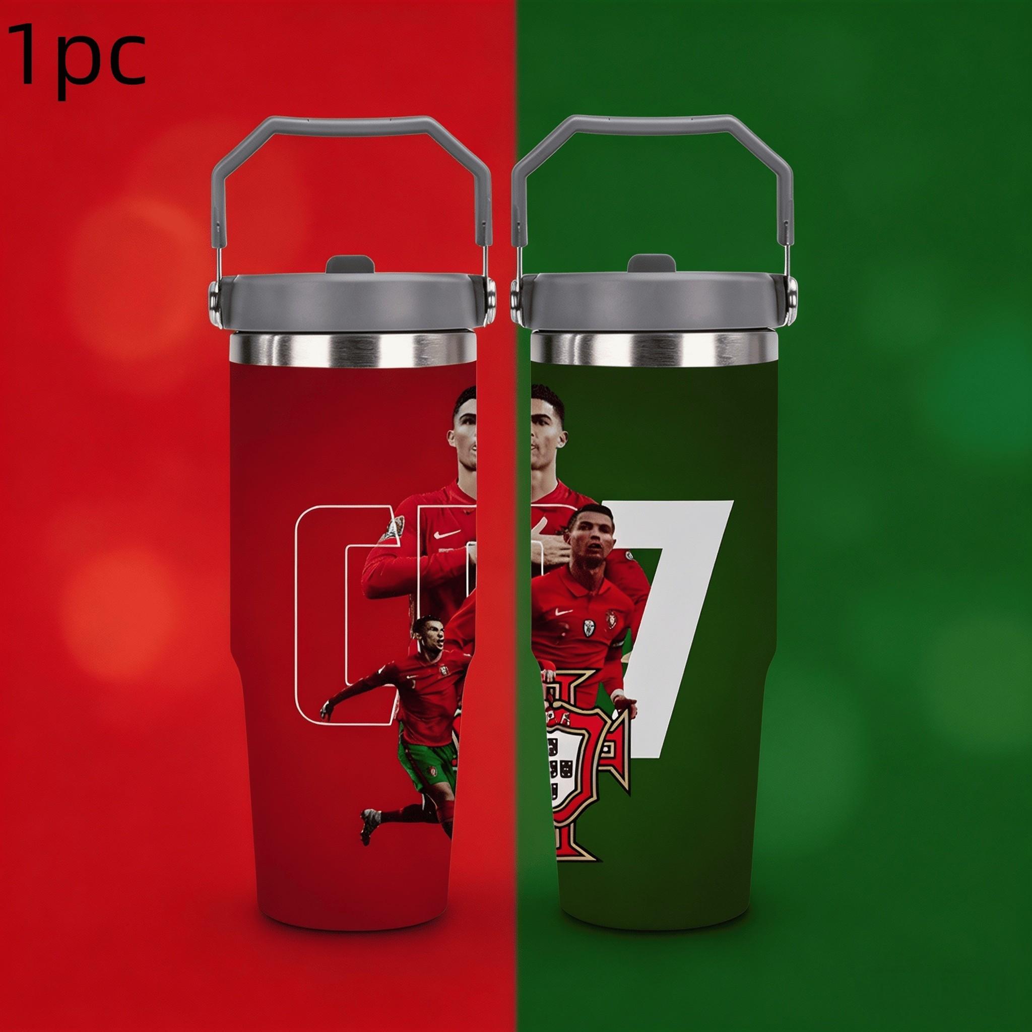 1pc 30oz stainless steel large-capacity car water bottle, Number 7 jersey Pattern，for Cristiano Ronaldo fans.for football enthusiasts. various patterns to choose from, fan gift, Outdoor camping Coffee Cups & Mugs