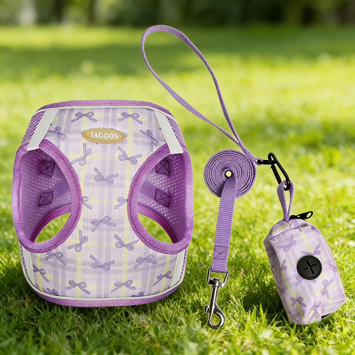 Automatic Retractable Dog Leash for Small Medium Dogs, Breathable Reflective Chest Harness, Adjustable Safety Harness, No Pull Harness, Anti-Pull Night Safety Walking Rope, Harness Leash Set