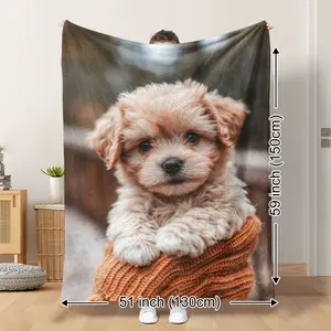 Cozy Poodle-Themed Dog Blanket - Soft, Warm Pet Throw In Multiple Sizes For Small To Large Breeds - Machine Washable Polyester With Animal Print Design